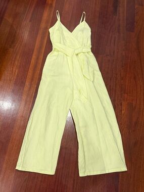 Zara Yellow Wrap Linen Jumpsuit